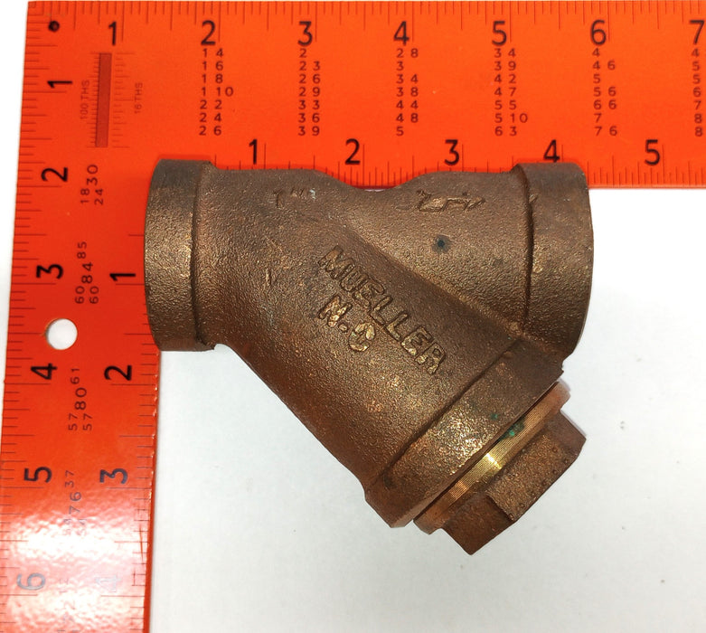 Mueller 1" Brass Y NO STRAINER Valve 351M-01 150 SWP NON-THREADED NOS