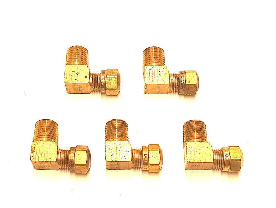 Eaton 1/4" Tube OD x 1/4" NPT Brass Elbow Air Supply Line [Lot of 5] NOS