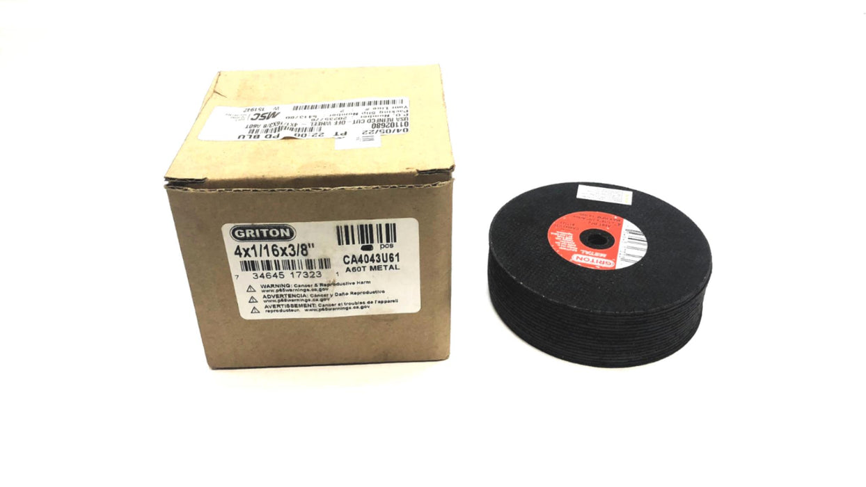 Griton Box of (18) A60T 4" x 1/16" x 3/8" Sanding Disc CA4043U61 NOS