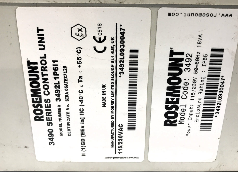 Rosemount Universal Control Unit 3492L1P6I1 USED