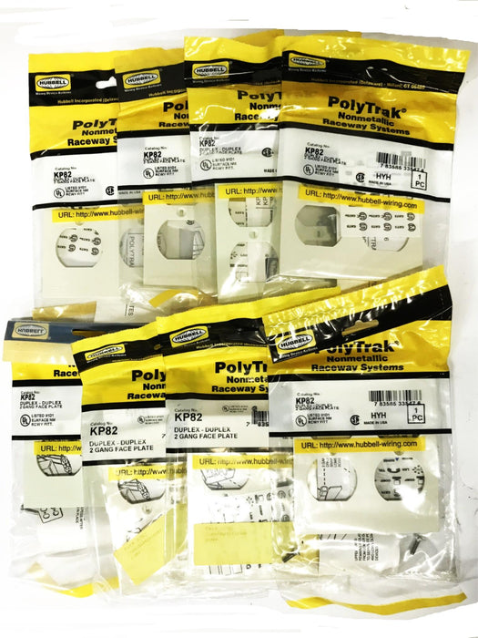 Hubbell PolyTrak Nonmetal 2 Gang Duplex Face Plate KP82 [Lot of 8] NOS