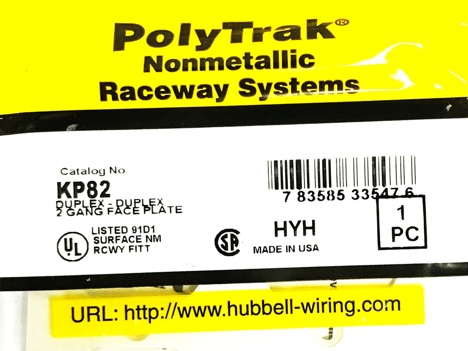 Hubbell PolyTrak Nonmetal 2 Gang Duplex Face Plate KP82 [Lot of 8] NOS