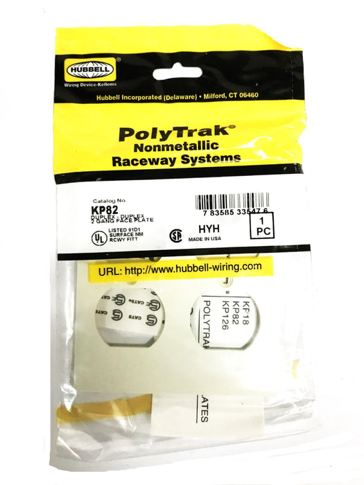 Hubbell PolyTrak Nonmetal 2 Gang Duplex Face Plate KP82 [Lot of 8] NOS