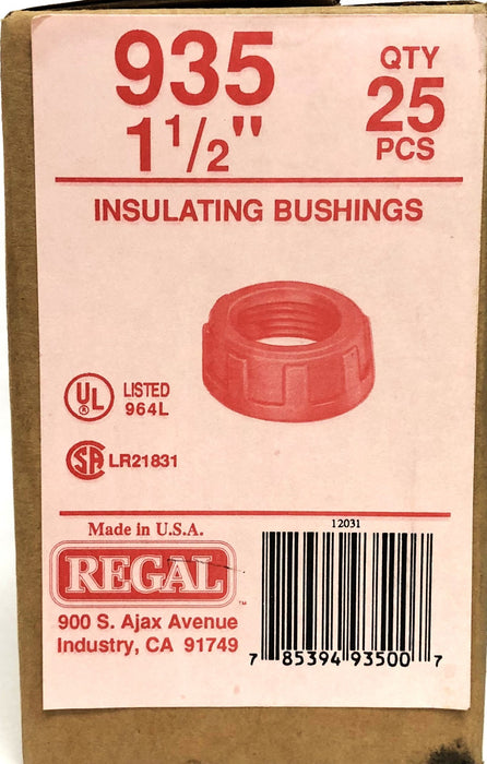 Regal Box Of 25 1-1/2 Inch Insulated Bushing 935 NOS