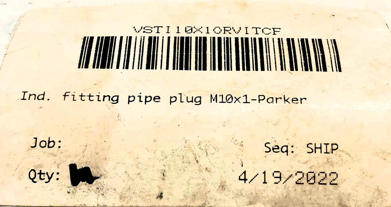 Parker M10x1" Pipe Plug VSTI10X1ORVITCF [Lot of 12] NOS