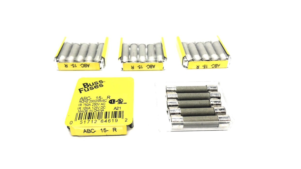 Bussmann 125VDC/250VAC Fuse ABC-15-R [Lot of 20] NOS