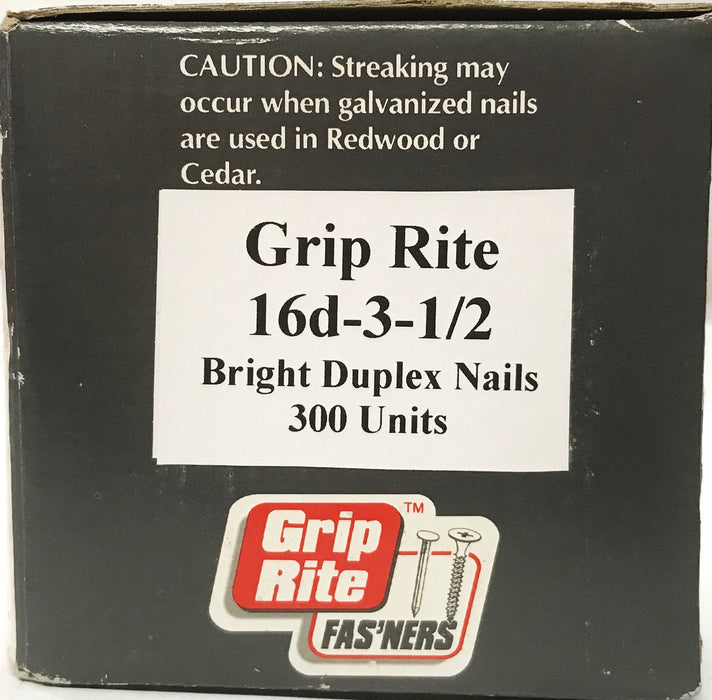 Grip Rite Bright Duplex Nails 16d-3-1/2 [Lot of 300] NOS