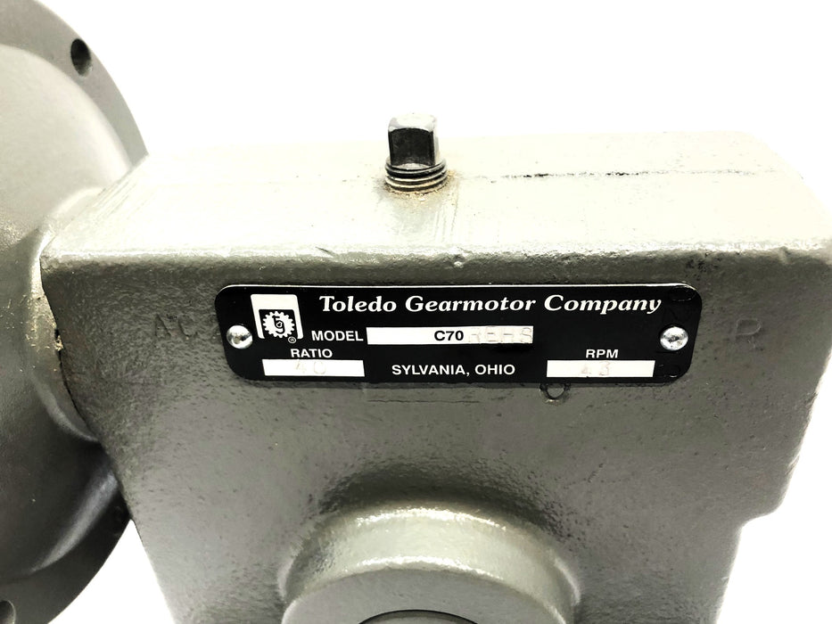 Toledo Gearmotor 40 Ratio 43 RPM Gear Reducer C70REHS (C70REHS-L-40) NOS