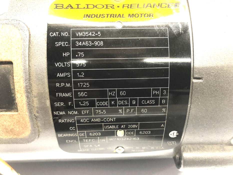 Baldor-Reliance Industrial Motor VM3542-5 (34A63-908) USED