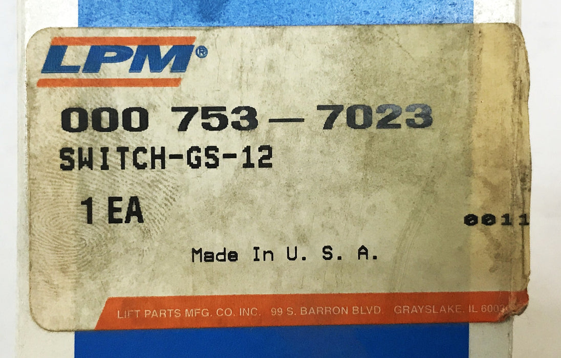 LPM Forklift Seat Switch 753-7023 NOS