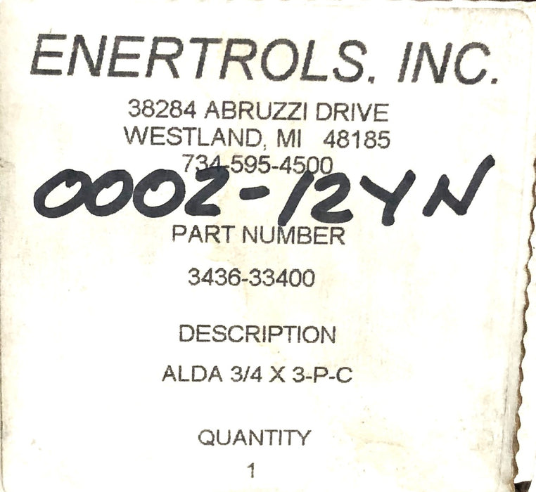Enertrols Industrial Shock Absorber ALDA3/4x3-P-C (3436-33400) NOS