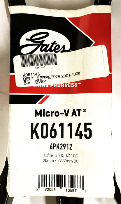 Gates Micro-V Serpentine Belt K061145 NOS