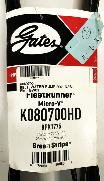 Gates Heavy Duty Micro-V Serpentine Belt K080700HD NOS