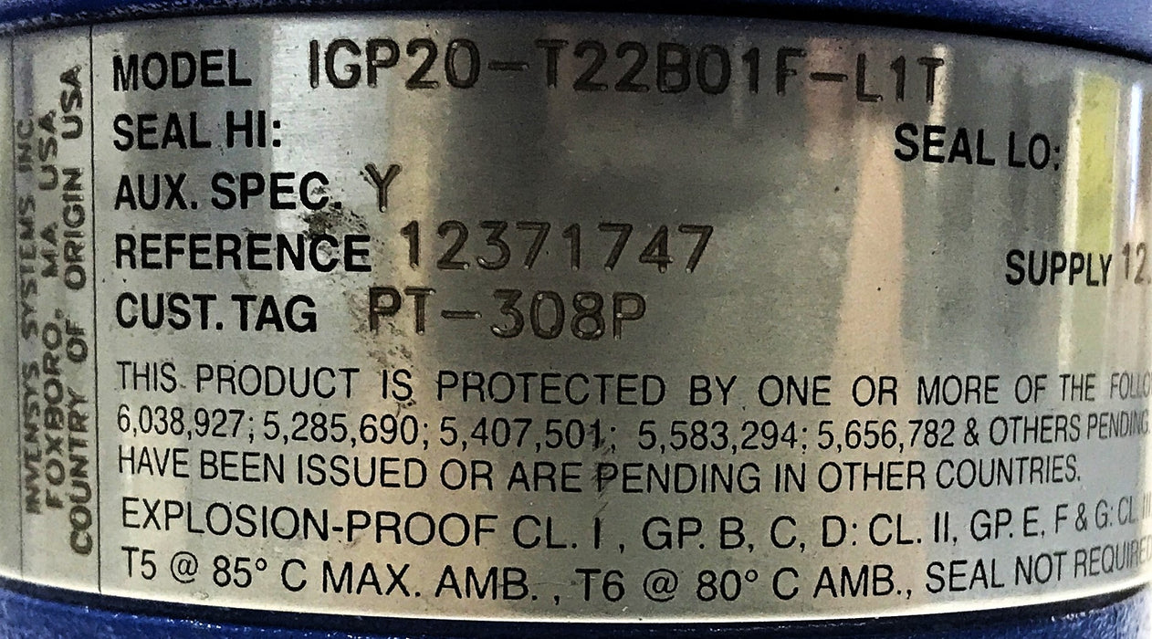 Foxboro Pressure Transmitter IGP20-T22B01F-L1T NOS