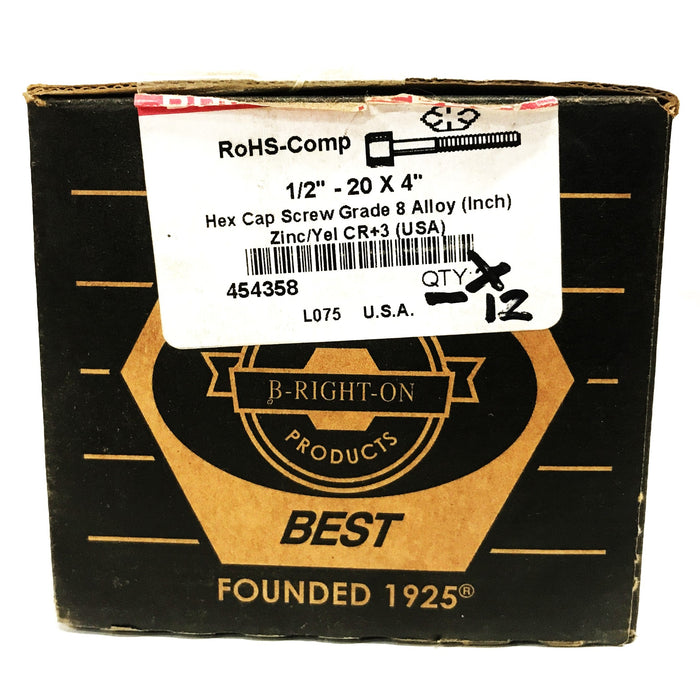 Brighton Grade 8 Yellow Hex Head Screw and Locknut 454358 [Lot of 12] NOS