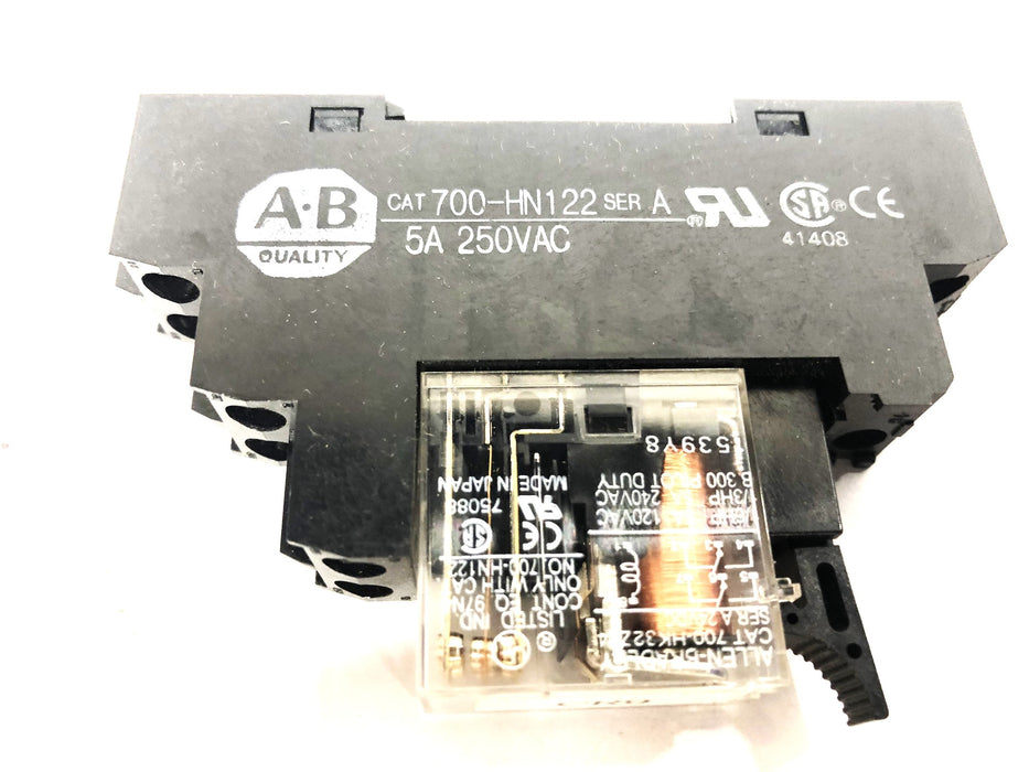 Allen-Bradley 5A 250VAC Series A Relay With Socket 700-HN122 [Lot of 3] USED