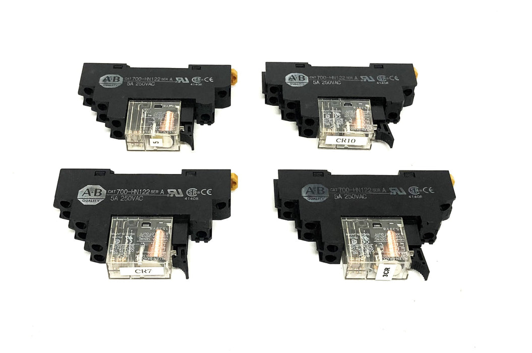 Allen-Bradley 5A 250VAC Series A Relay With Socket 700-HN122 [Lot of 4] USED