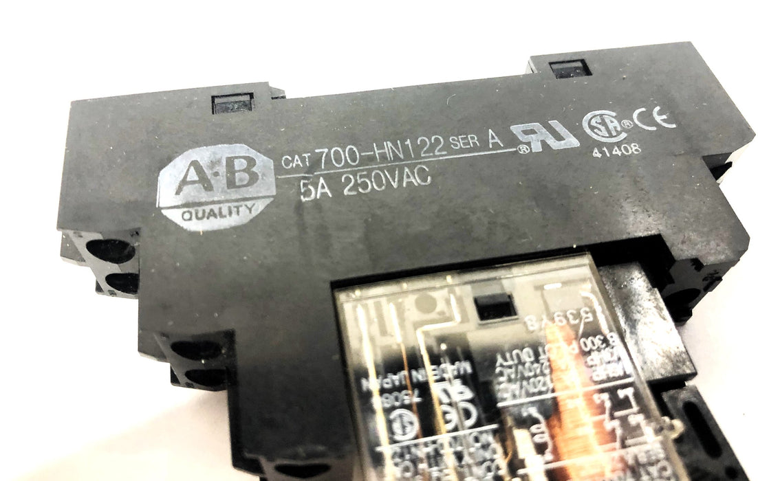 Allen-Bradley 5A 250VAC Series A Relay With Socket 700-HN122 [Lot of 4] USED