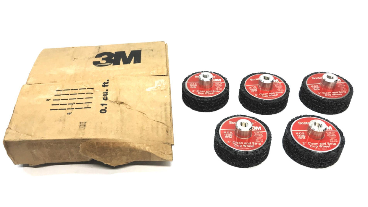 3M Box of (5) 3" x 3/8"-24 Type 7S Cup & Strip Cup Wheel 3" 34-7017-9865-3 NOS