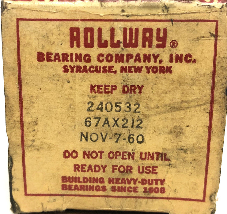 Rollway Roller Bearing Cage 240532 (67AX212) NOS