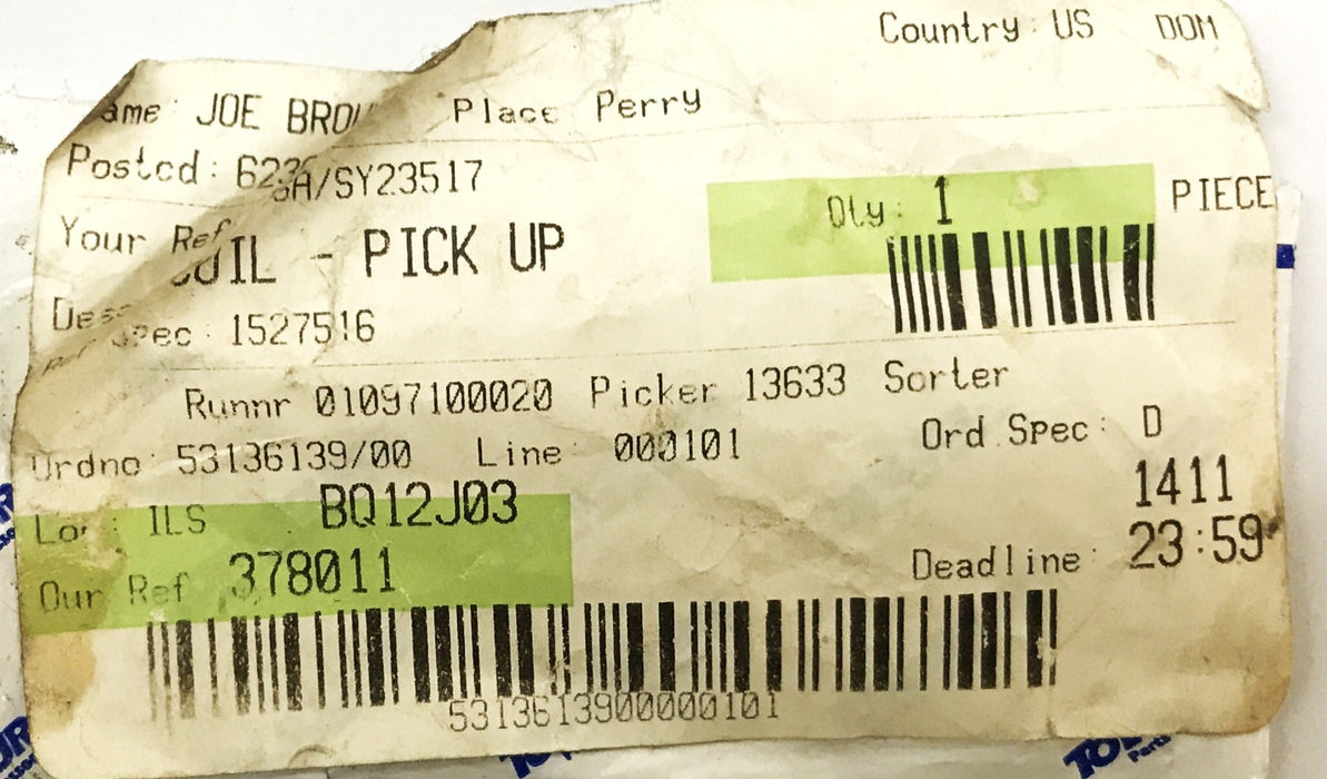 Total Source Forklift Pick Up Coil Plug SY23517 NOS