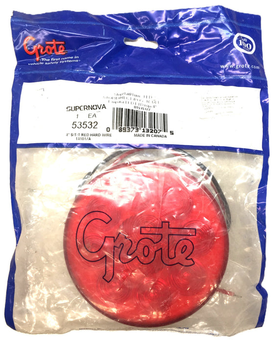 Grote 4" Round 3-Wire Red Stop/Tail/Turn LED Lamp 53532 (0153532) NOS