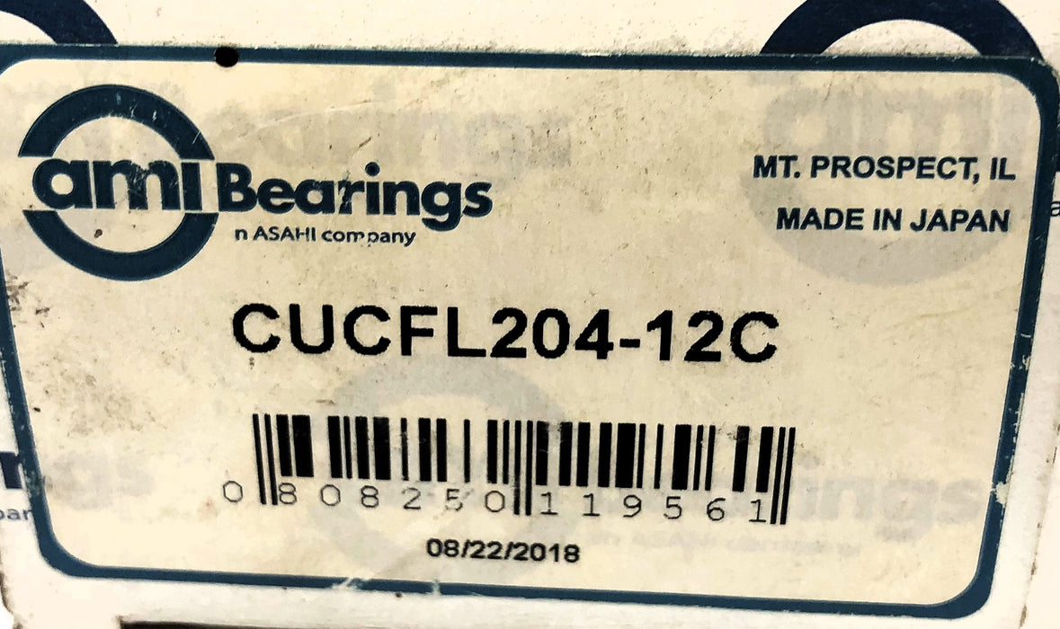 AMI/Asahi 2-Bolt Flanged Bearing Assembly CUCFL204-12C NOS
