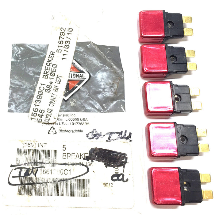 International 12V/10A Red Circuit Breaker Pack 1661380C1 (5pcs) NOS