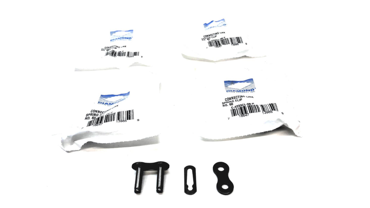Diamond Chain CO. #60 Connecting Link Spring Clip C-4233CL-08-P [Lot of 4] NOS