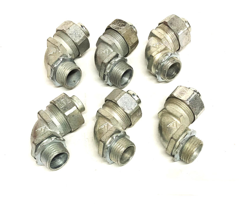 Appleton 1/2IN Malleable Iron 90Deg Liquid-Tight Connector ST-9050 [Lot of 6]NOS