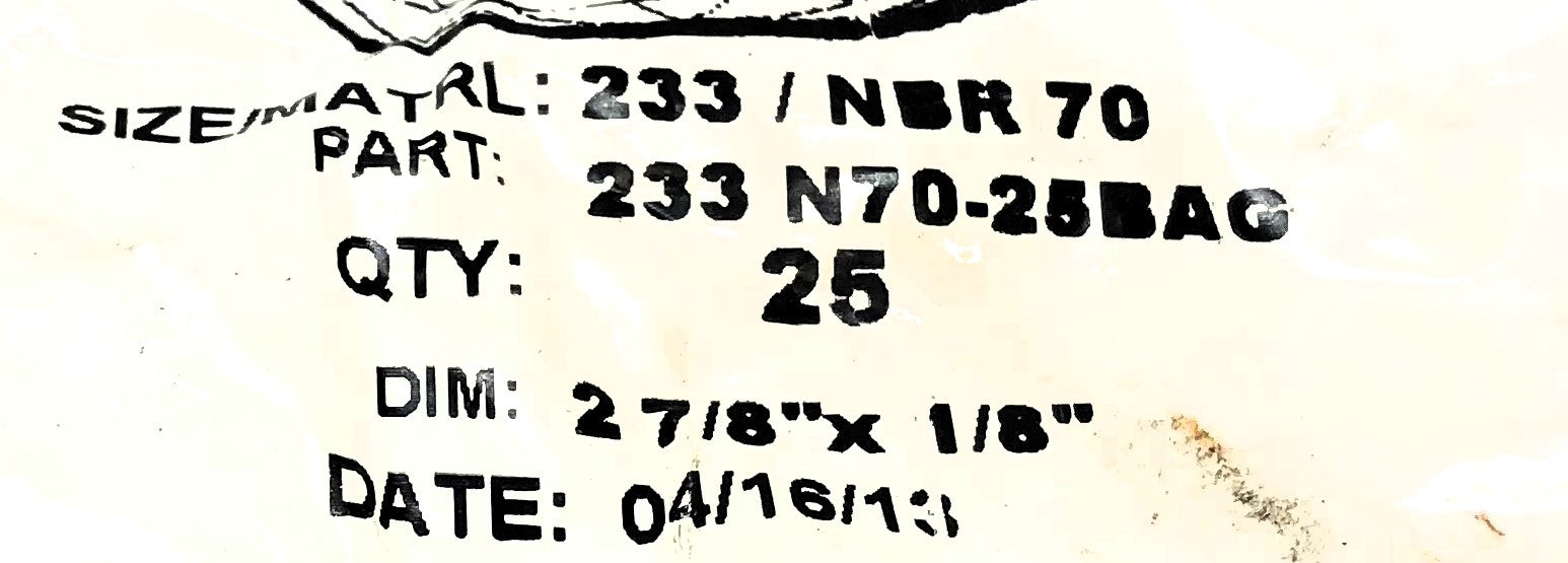 BDI 2-7/8" x 1/8" O-Ring 233 / NBR 70 [Lot of 46] NOS