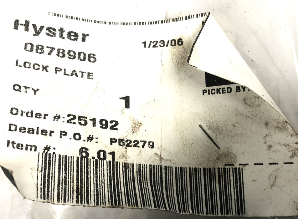 Hyster Forklift Lock Plate 0878906 NOS