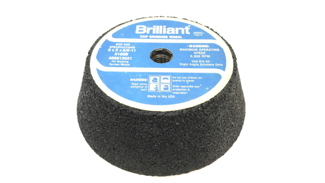 Brilliant 6 x 2 x 5/8-11 Cup Grinding Wheel A16QB NOS