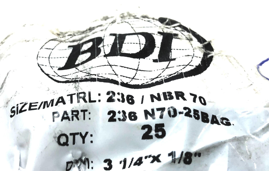 BDI 3-1/4" x 1/8" O-Ring 236 / NBR 70 [Lot of 40] NOS