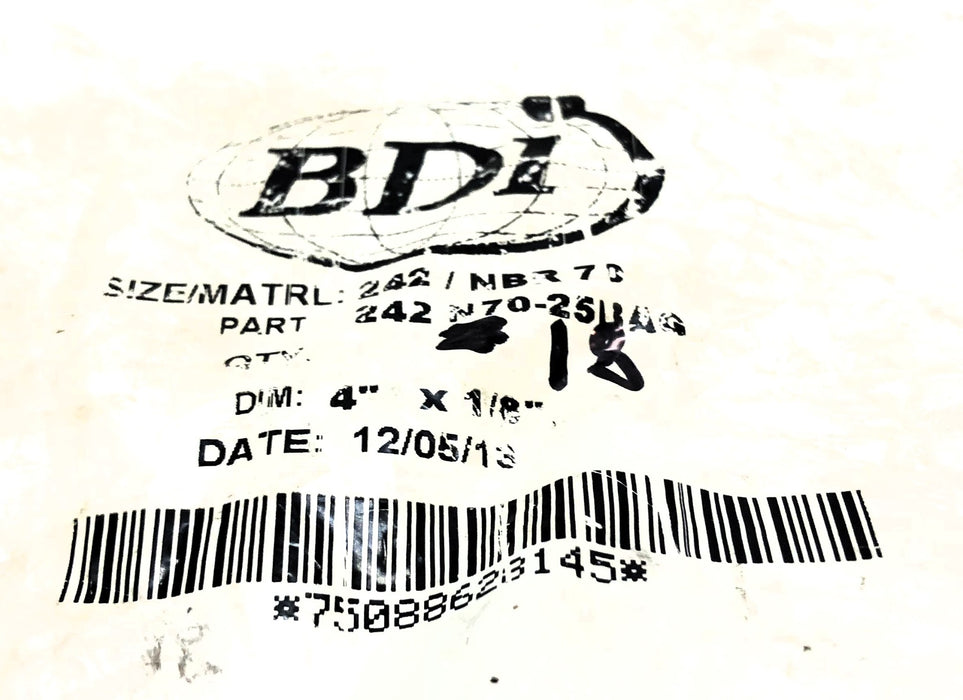 BDI 4" x 1/8" O-Ring 242 / NBR 70 [Lot of 18] NOS