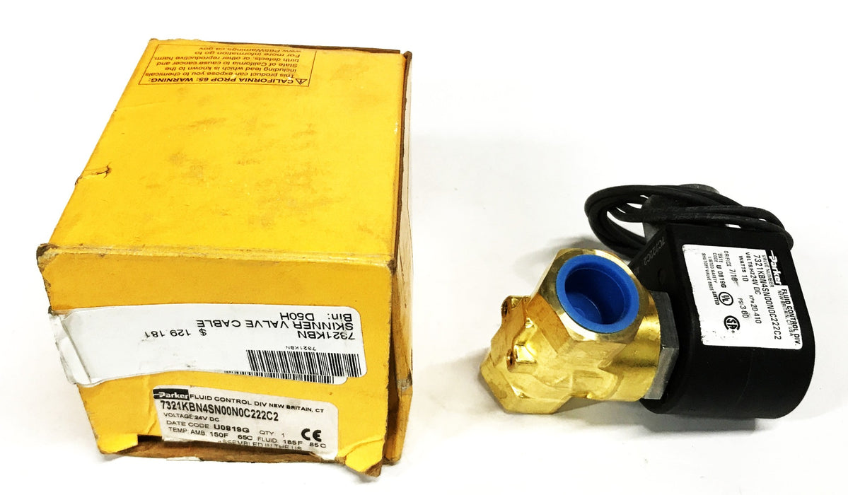 Parker 1/2 inch 2-Way 24VDC NPT Solenoid Valve 7321KBN4SN00N0C222C2 NOS