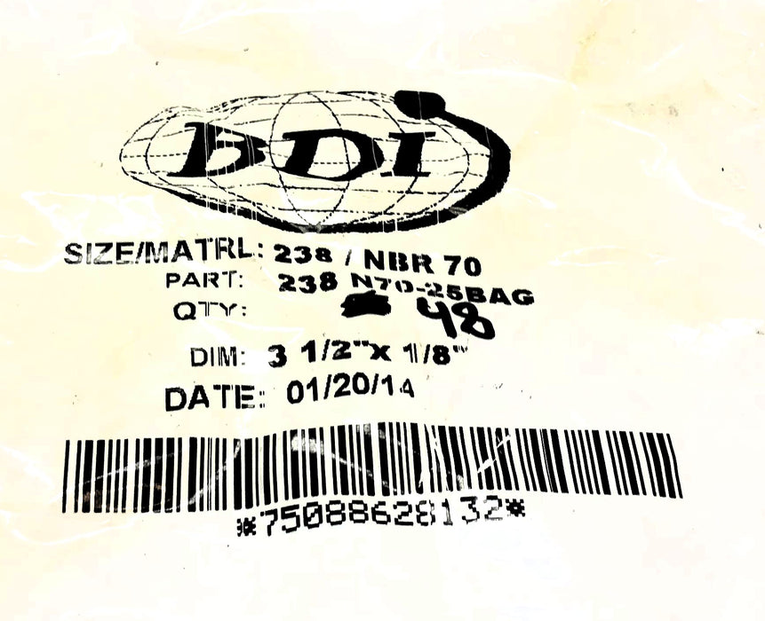 BDI 3-1/2" x 1/8" O-Ring 238 / NBR 70 [Lot of 48] NOS