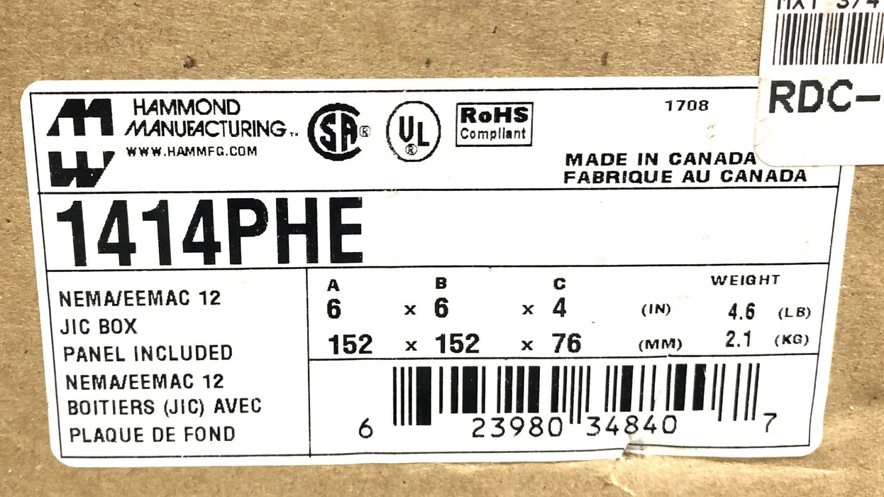 Hamond Manufacturing Type 13, 12 Electrical Enclosure Junction Box 1414PHE NOS