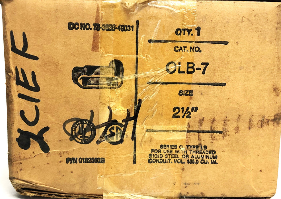 Killark VOL. 165.0 CU.IN 3-250MCM 2-1/2 Inch Conduit Body Outlet OLB-7 NOS