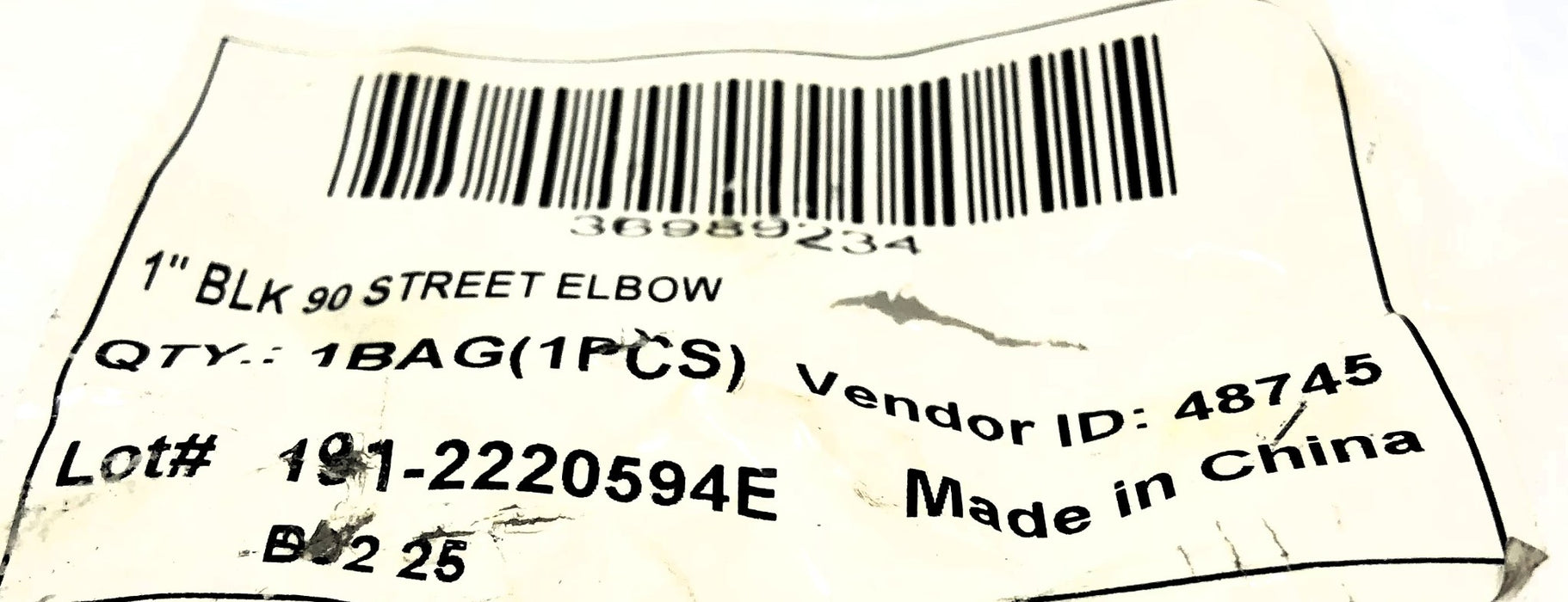 Unbranded  1" Black 90 Degree Street Elbow 36989234 [Lot of 3] NOS