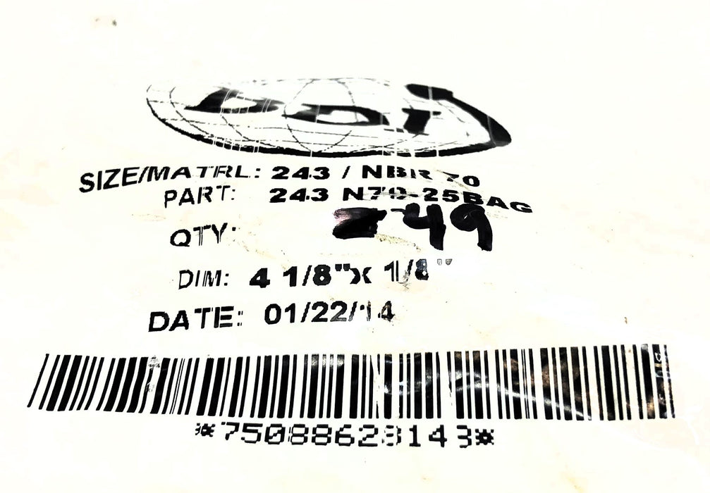BDI 4-1/8" x 1/8" O-Ring 243 / NBR 70 [Lot of 49] NOS