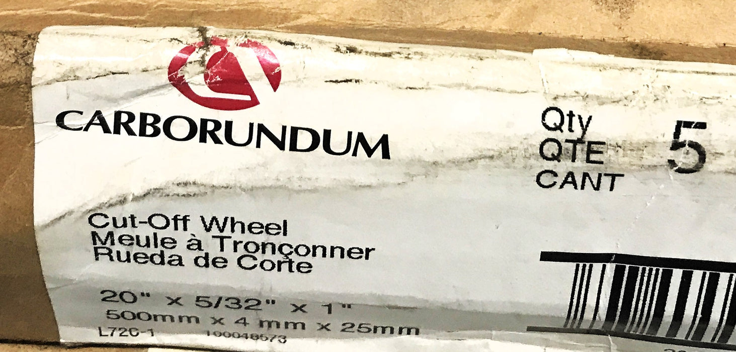 Carborundum Box of (5) 20 x 5/32 x 1 Reinforced Cut-Off Wheel A24-TBFW NOS