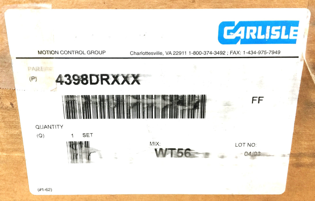 Carlisle (Motion Control Group) Brake Lining (8pcs) 4398DRXXX (F4398DR3SEG) NOS