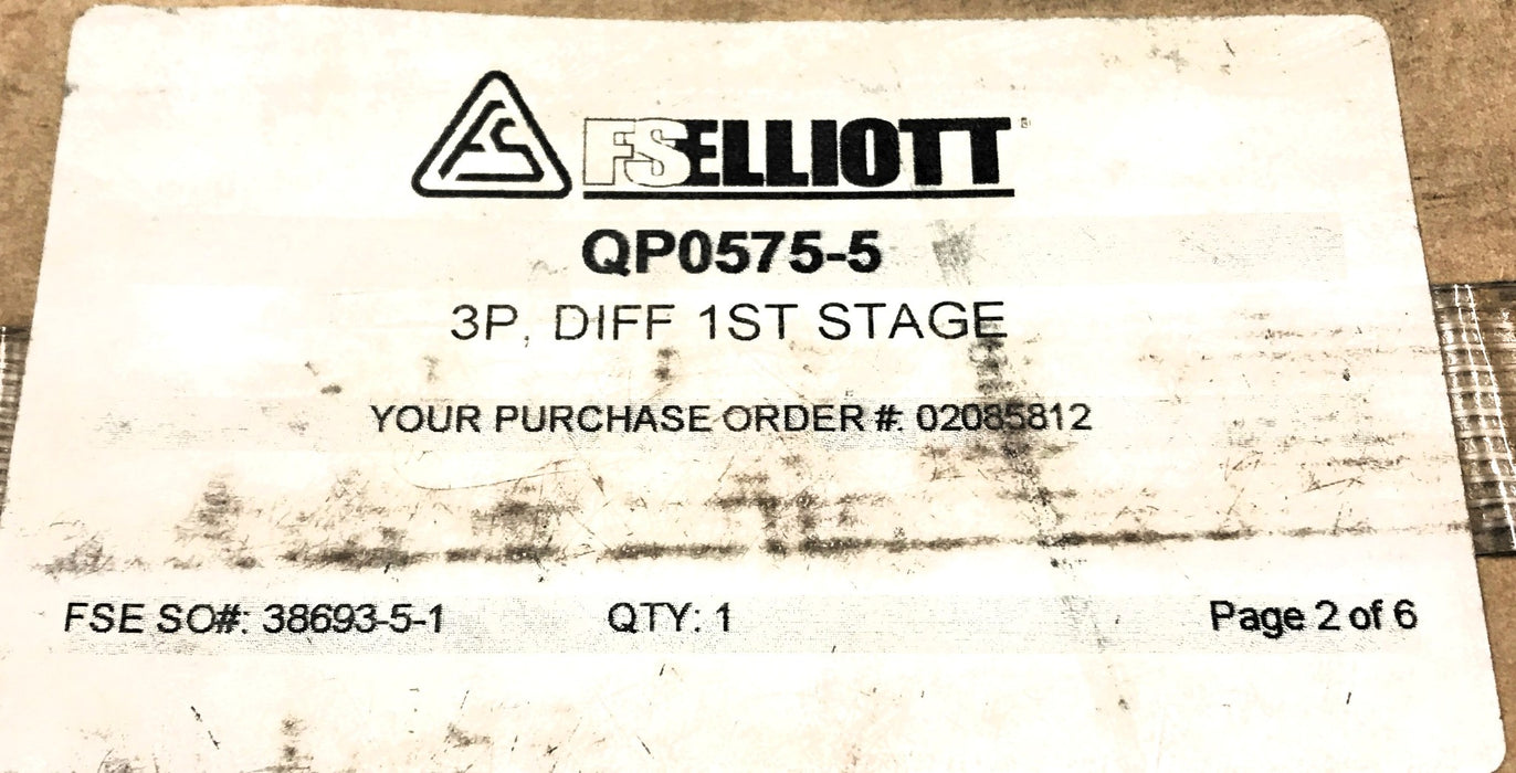 FS Elliot 3P Diffuser 1st Stage Approx .109" Vane Width QP0575-5 NOS