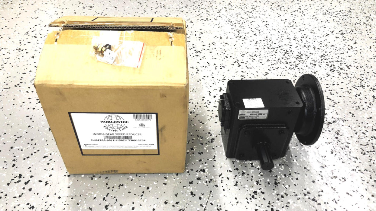 Worldwide 40 Ratio Left-Hand Worm Gear Speed Reducer HdRF206-40/1-L-56C+ NOS