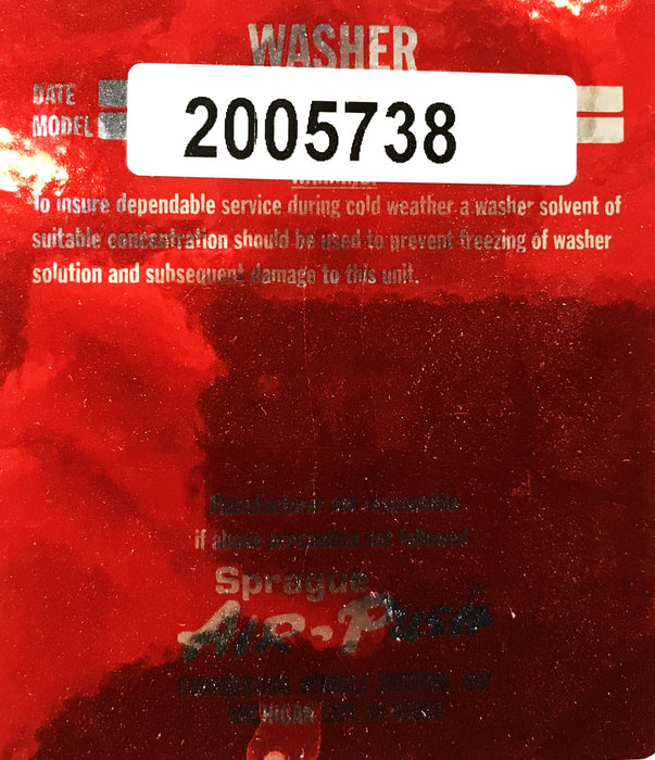 Sprague Air-Push 2-Gallon Washer Reservoir 2005738 (96348998) NOS
