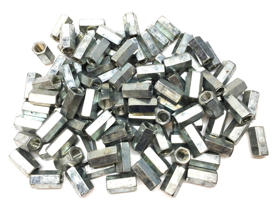 Unbranded .264" x .847"L x .428"OD SS Hex Threaded Coupling Nut [Lot of 98] NOS