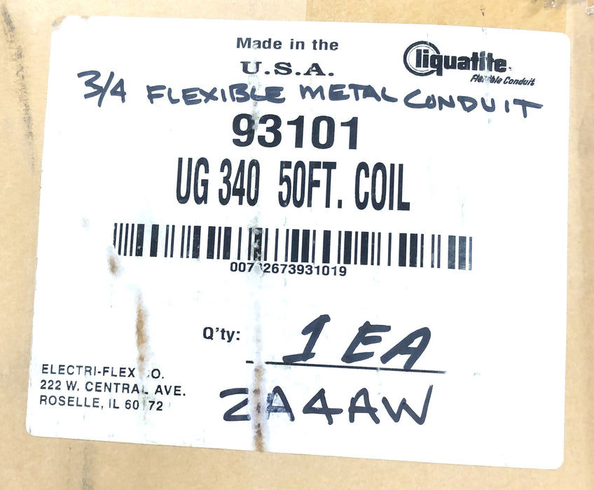 Liquitite 40 Foot 3/4 Flexible Metal UG 340 Conduit Coil 93101 NOS