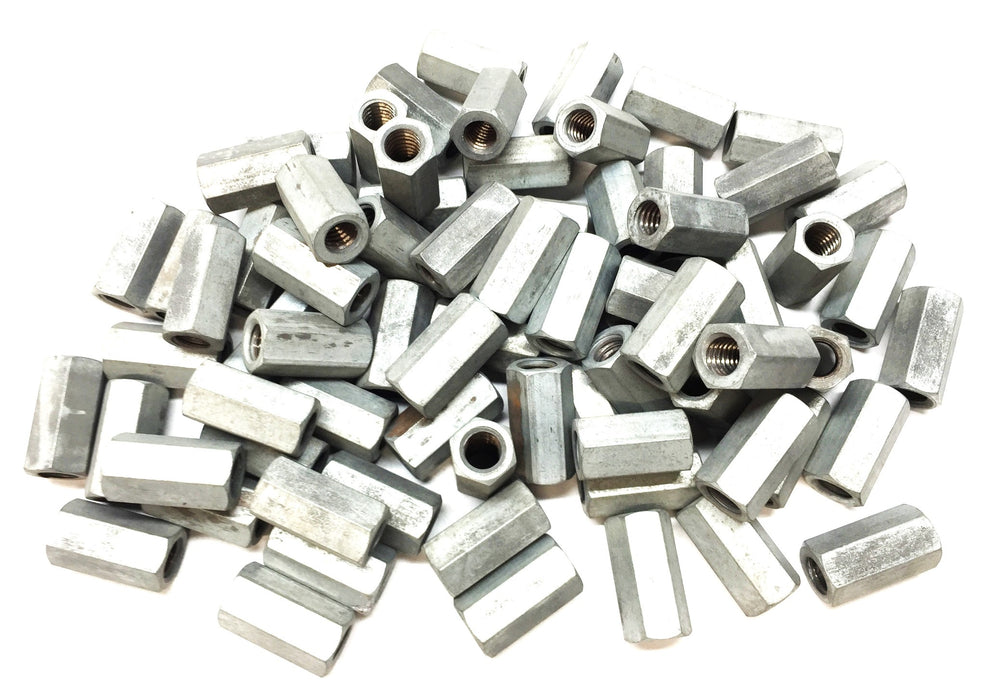 Unbranded .259"x .881"L x .431"OD Zinc Hex Threaded Coupling Nut [Lot of 75] NOS
