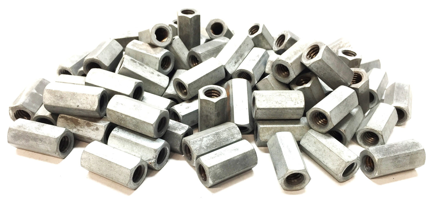 Unbranded .259"x .881"L x .431"OD Zinc Hex Threaded Coupling Nut [Lot of 75] NOS
